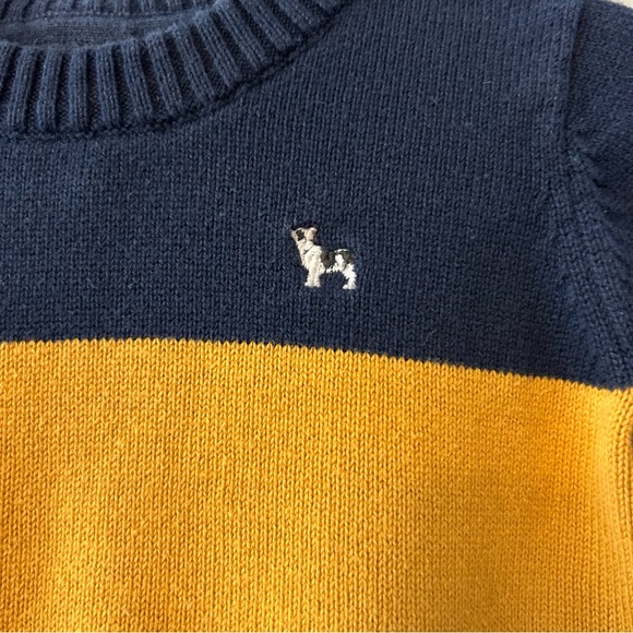 Janie and Jack colorblock navy, mustard and gray sweater size 12-18 months - Picture 4 of 9